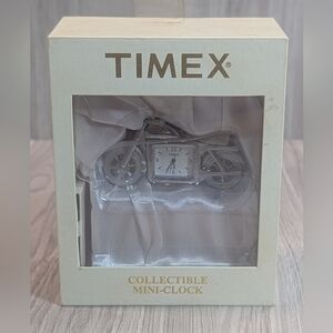 TIMEX Motorcycle Desk Clock Silver Tone Vintage Biker Chopper Mini
